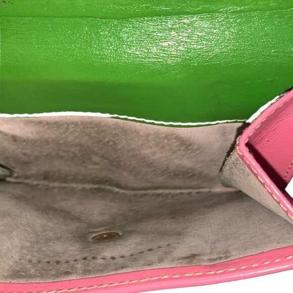Kate Spade Pink Green Leather Bi-Fold Wallet - Picture 8 of 10